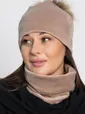 Комплект шапка с помпоном и снуд (бежевый) ШПС21-23М