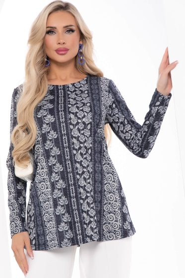 Джемпер "Авелин" (принт/темно-синий) Б8401