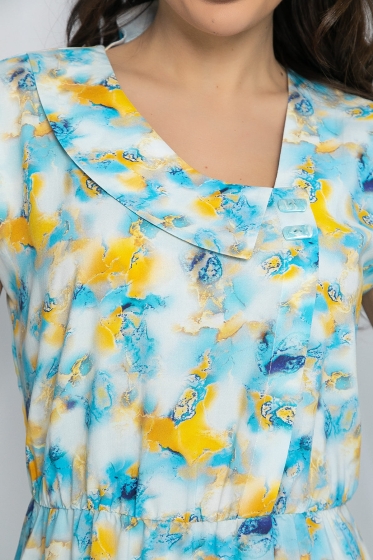 Платье Весенний луг (бирюзовый мультиколор) П13215-3М