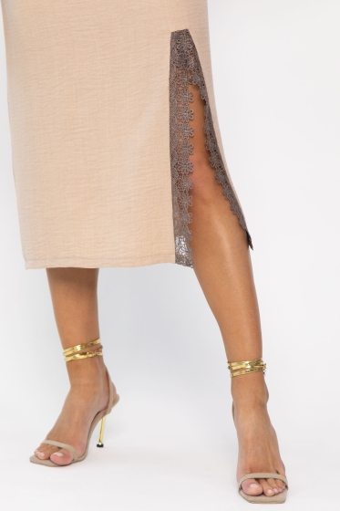 Платье Цветные кружева (бежевое) П13657-18М